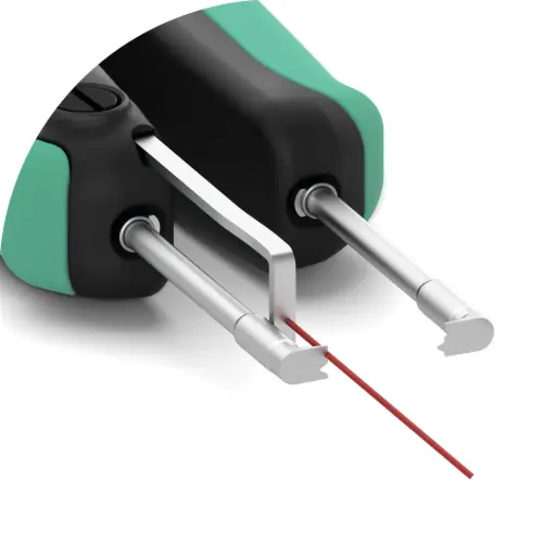 The wires tripper with a wire is being placed into