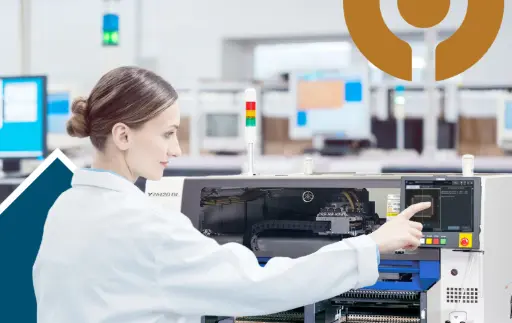 woman working with a Yamaha pick and place machine