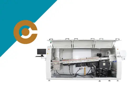 Inside the wave solder oven acrab 350 with ITC wave soldering