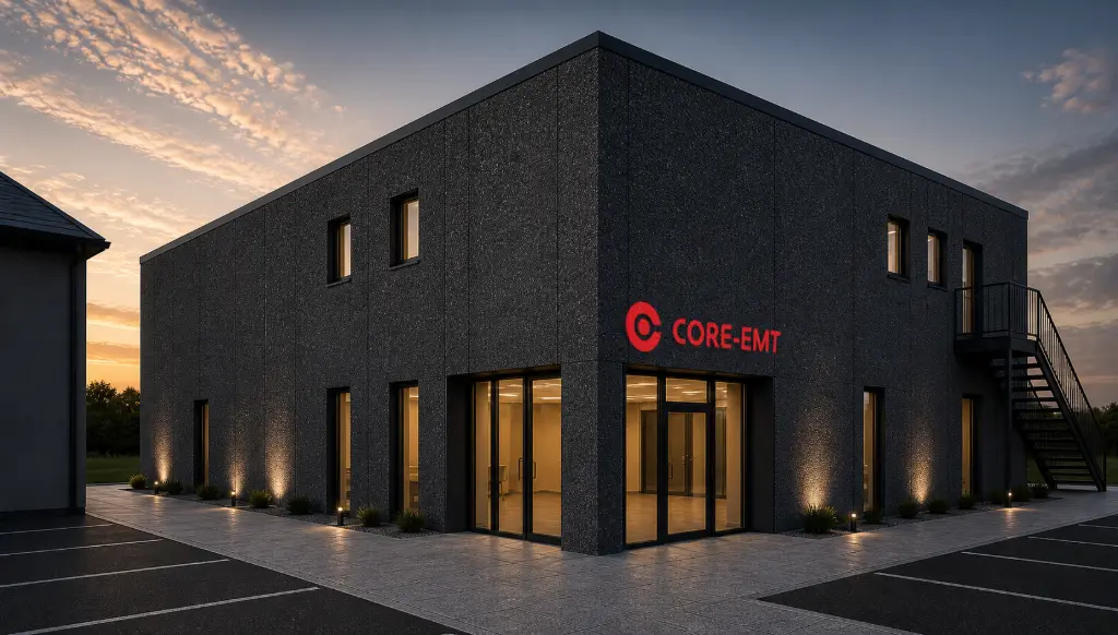 a rendered picture of the new CORE-emt HQ that will be finished primo 2027