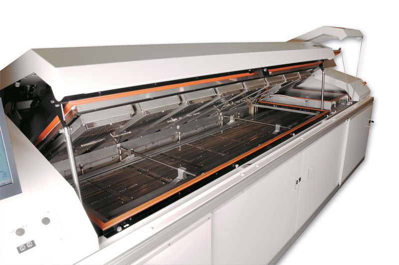 An open Pyramax 100a soldering oven from BTU.