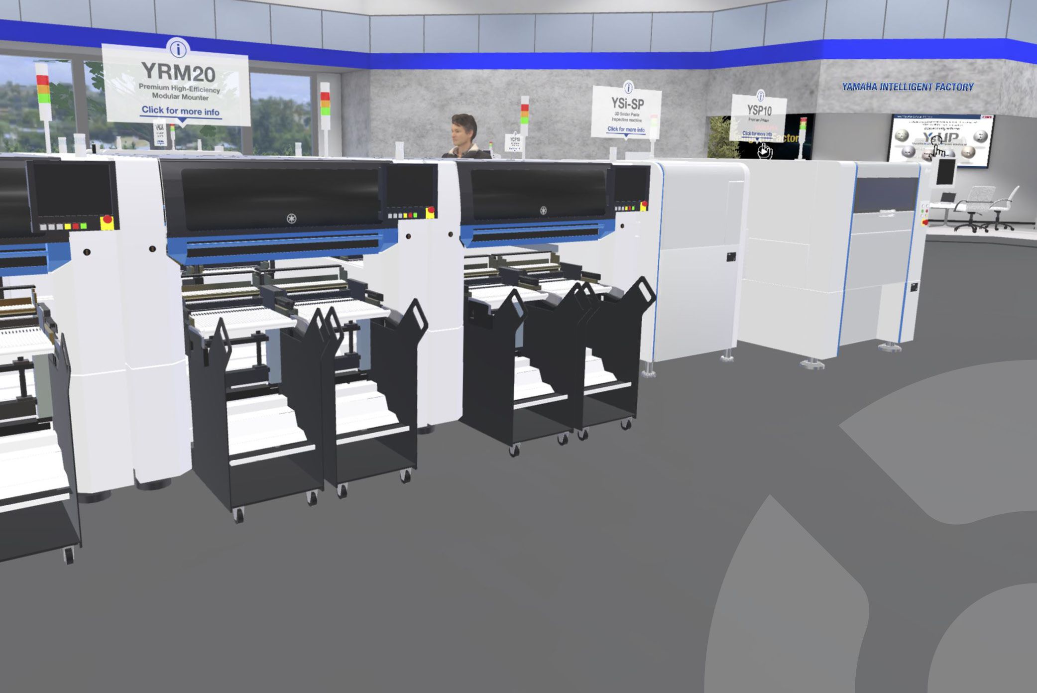 a look into the YAMAHA SMT virtual showroom showing a SMT line overview