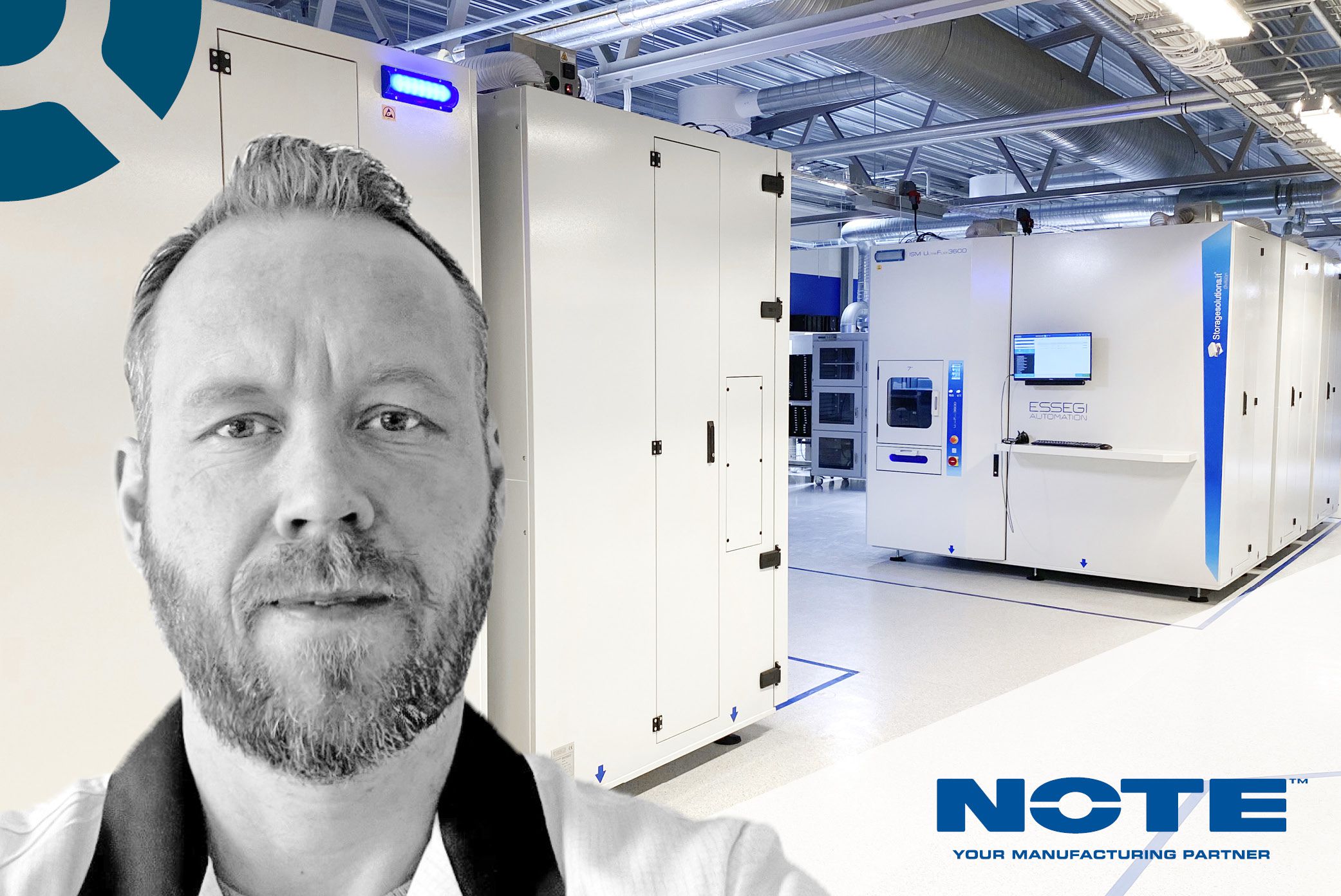 Marcus Eriksson from NOTE Torsby in SMD warehouse with new storage solution