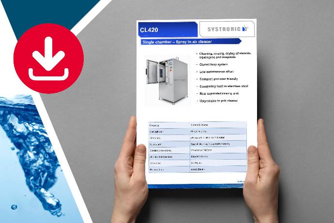 Clean stencils and squeegee in CL 420 single chamber stencil cleaning machine