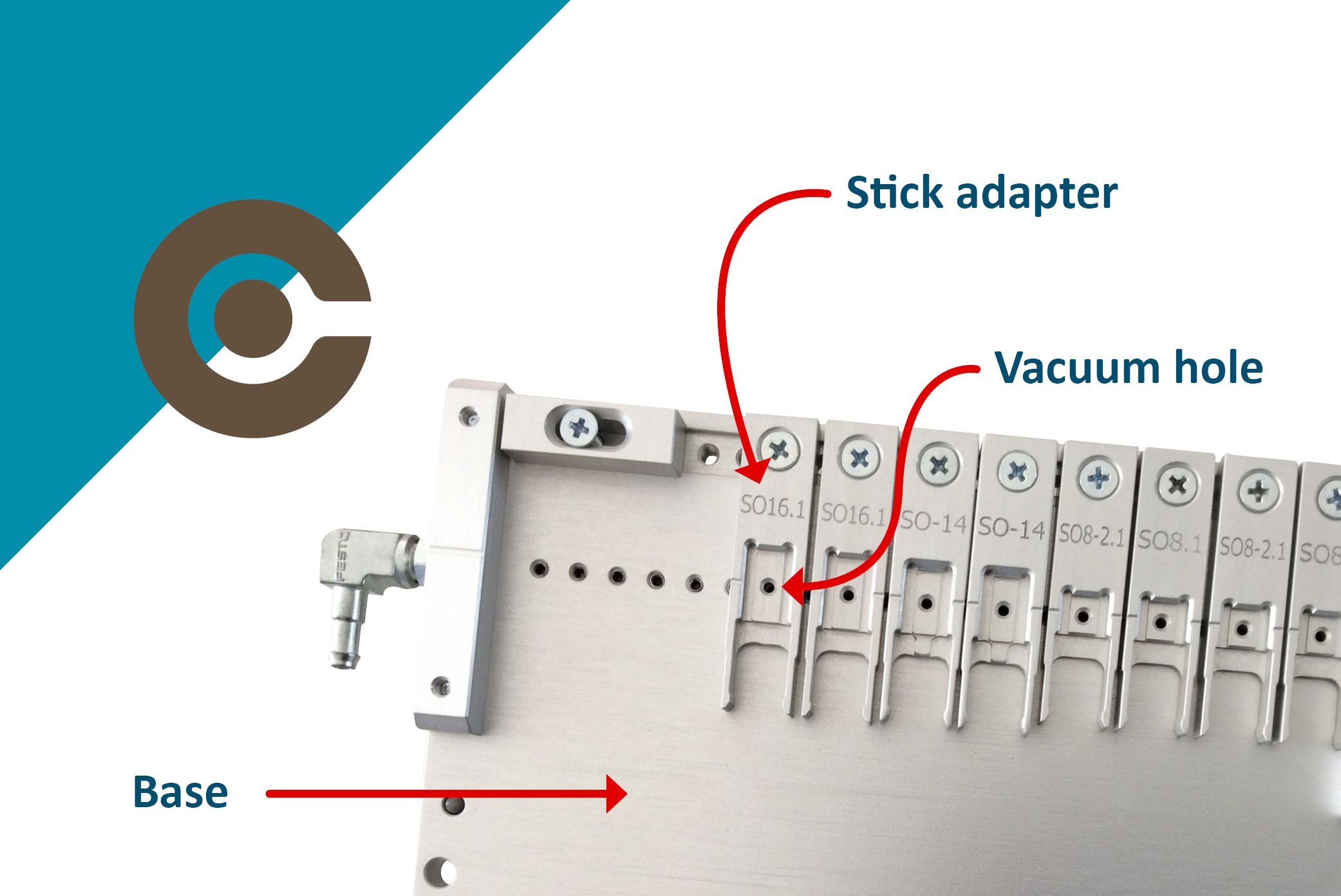 YAMAHA stick adapters on base of stick feeder base with explanations