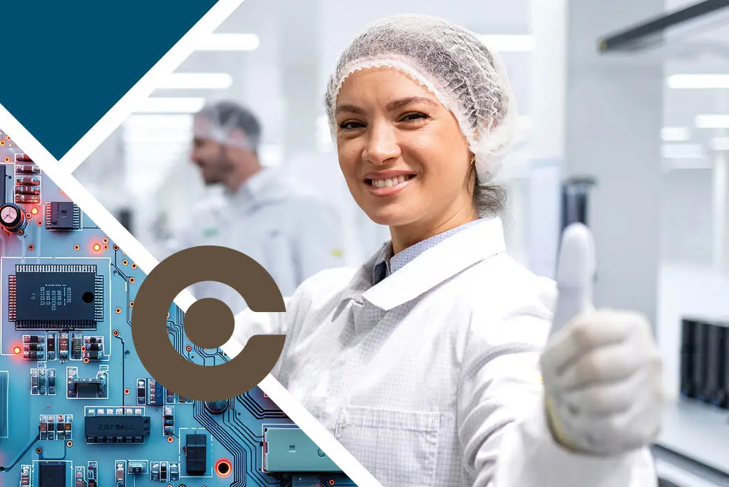 SMT operator giving thumbs up because she is happy to work with CORE-emt