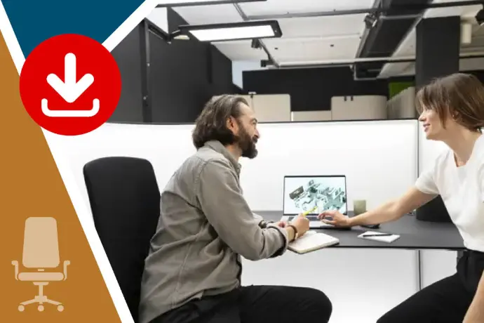 emplyees sitting in bimos work chairs in office