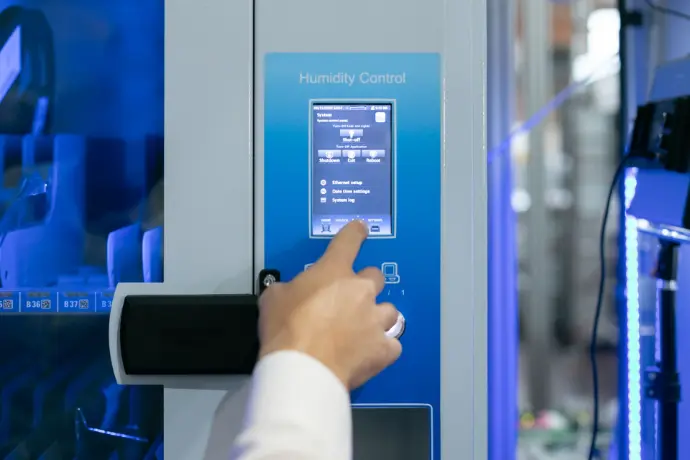 Humidity control touch screen panel on ISM 500 SMD storage cabinet