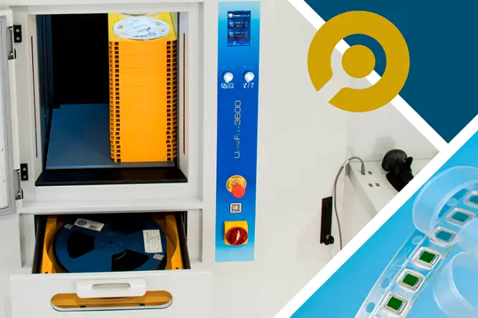 Gathered SMD components by the ISM 3600 storage solutions system