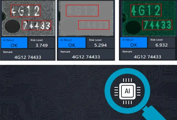 Examples on AI based OCR inspection reading on SMT line